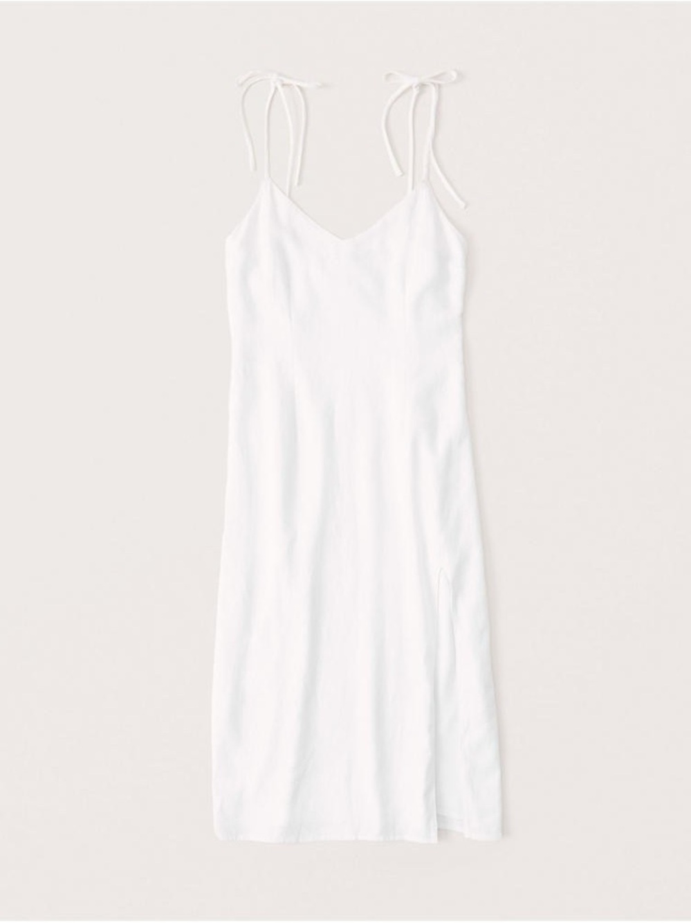 Abercrombie & Fitch White Slip Midi Dress with Tie Straps, Sz XS